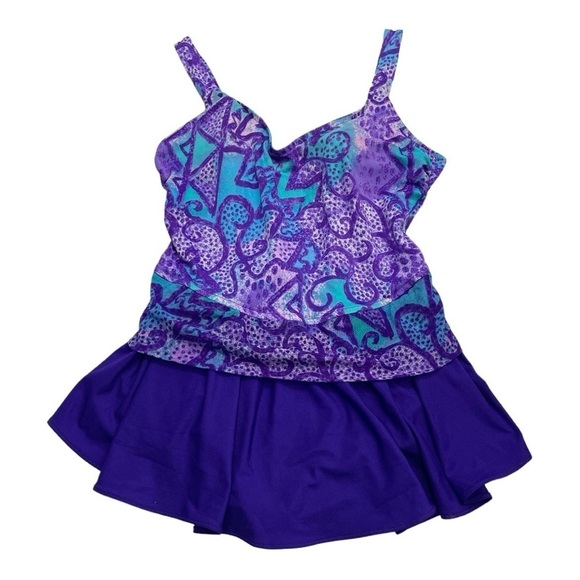 Vintage 80s/90s Rose Marie Reid Purple Blue
Abstract One Oiece Swimsuit - Picture 2 of 12